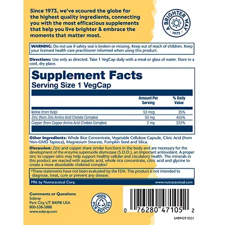 Zinc Copper - 50 MG 2 MG (100 Capsules) 2 Zinc Copper - 50 MG / 2 MG (100 Capsules)